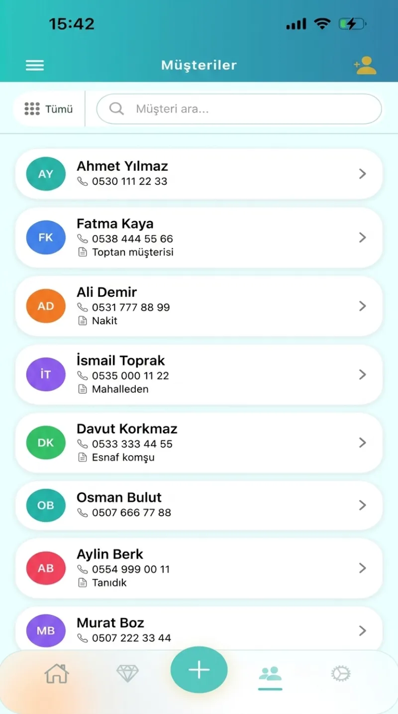 Dezy kuyumcu veresiye müşteri listesi — bakiye, borç ve risk seviyesi