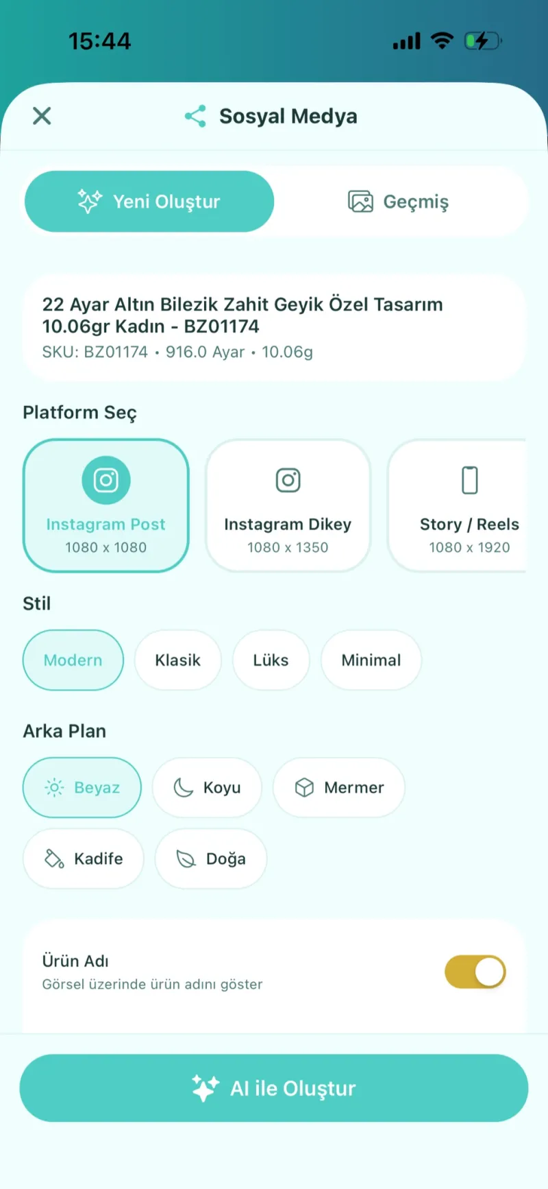 Dezy yeni sosyal medya içerik modülü ekranı